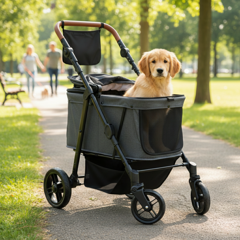 Medium Dog Stroller for Pets Up to 66lb with All-Terrain Wheels