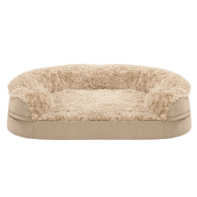 Memory Foam Pet Bed with Bolsters for Dogs and Cats, Washable Cover