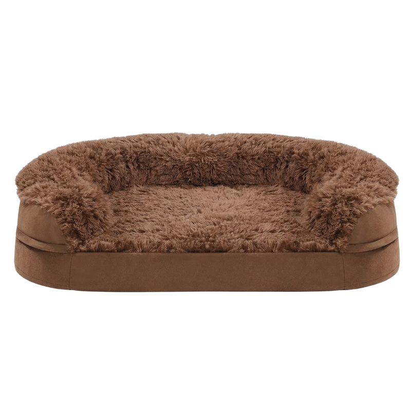 Memory Foam Pet Bed with Bolsters for Dogs and Cats, Washable Cover