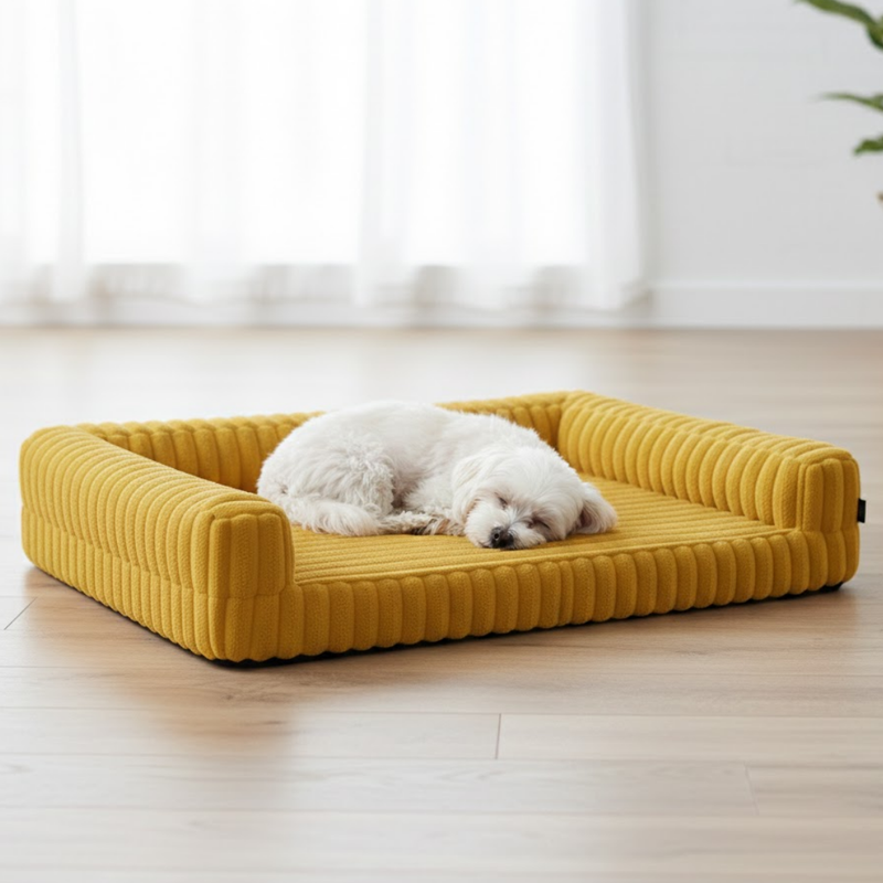 Memory Foam Pet Bed with Bolsters, Removable Cover, Non-Slip Base