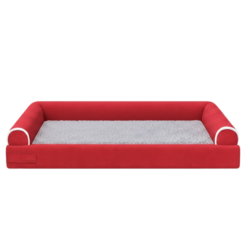 Pet Bed with Soft Fleece Surface and Three Sided Bolster Edges