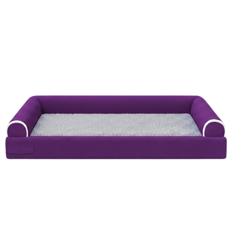 Pet Bed with Soft Fleece Surface and Three Sided Bolster Edges