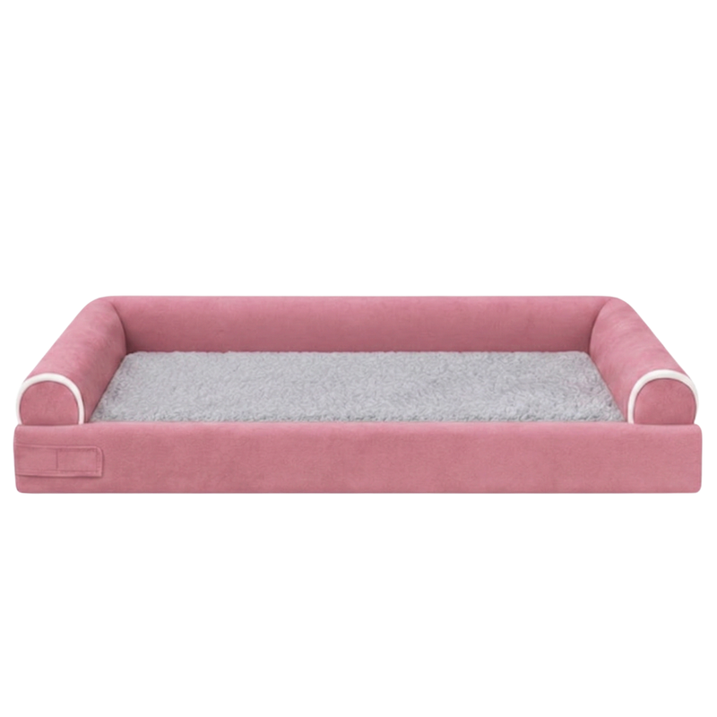 Pet Bed with Soft Fleece Surface and Three Sided Bolster Edges
