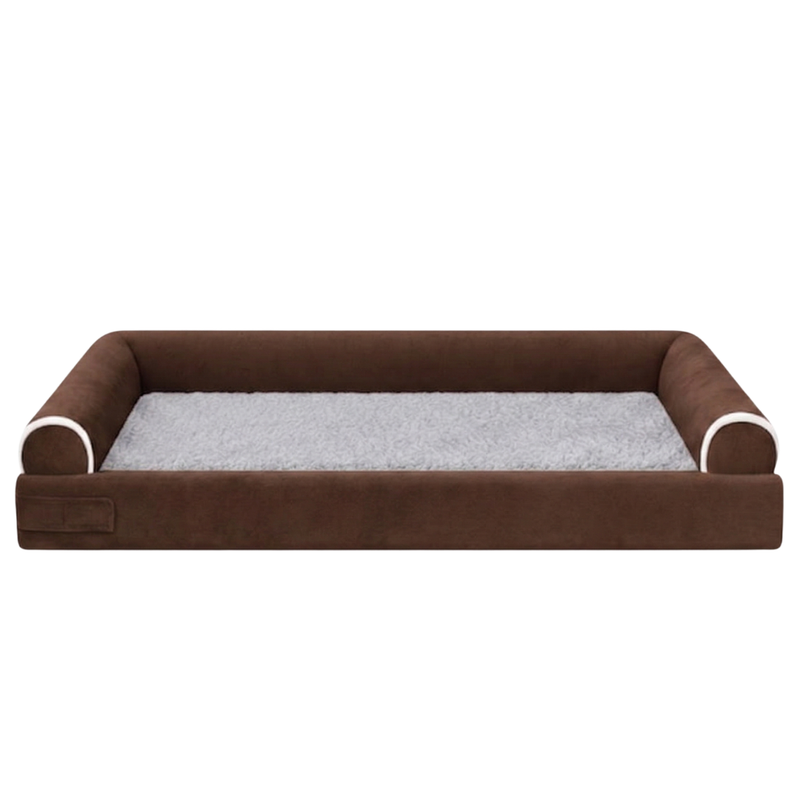 Pet Bed with Soft Fleece Surface and Three Sided Bolster Edges