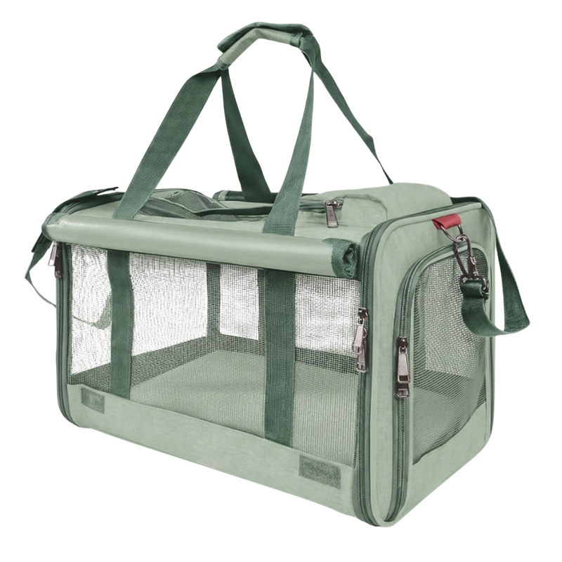 Soft-Sided Pet Carrier with Mesh Panels, Top and Side Entry Design