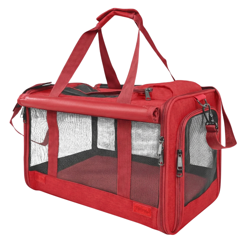 Soft-Sided Pet Carrier with Mesh Panels, Top and Side Entry Design