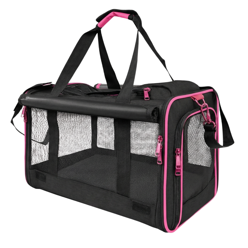 Soft-Sided Pet Carrier with Mesh Panels, Top and Side Entry Design