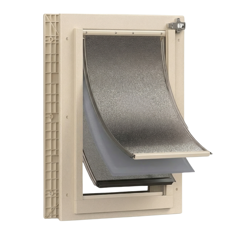 Pet Door with Telescoping Tunnel and Magnetic Flaps for Dogs and Cats