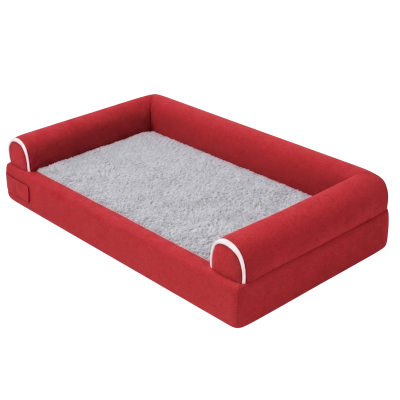 Pet Bed with Soft Fleece Surface and Three Sided Bolster Edges
