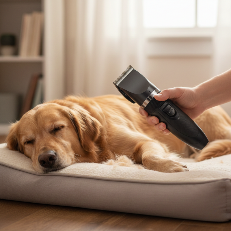 Pet Hair Clipper Grooming Set with Adjustable Blades & Guide Combs