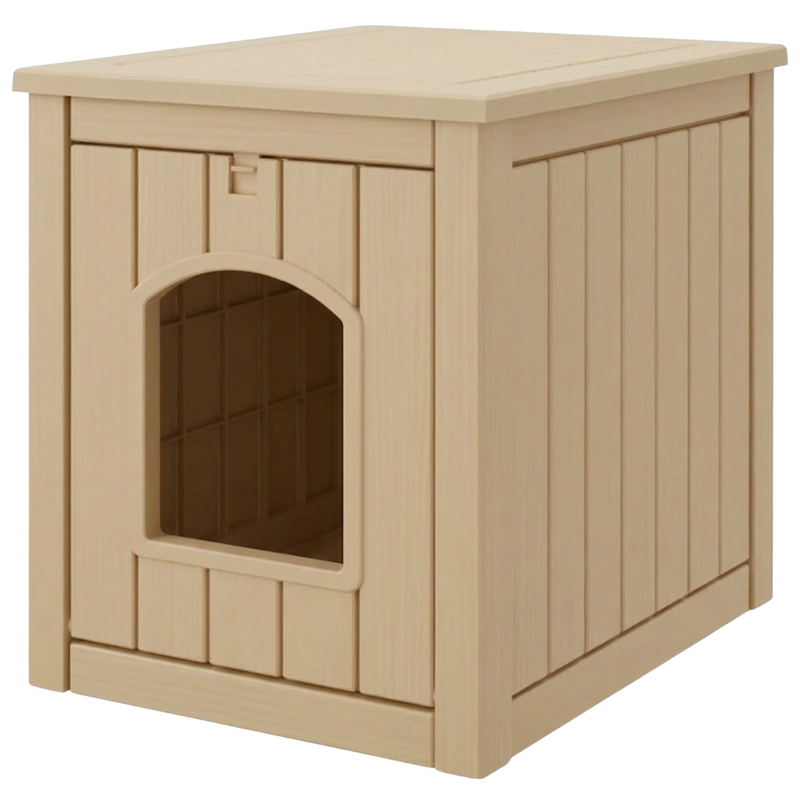 Plastic Cat Litter Box Enclosure Side Table with Openable Door