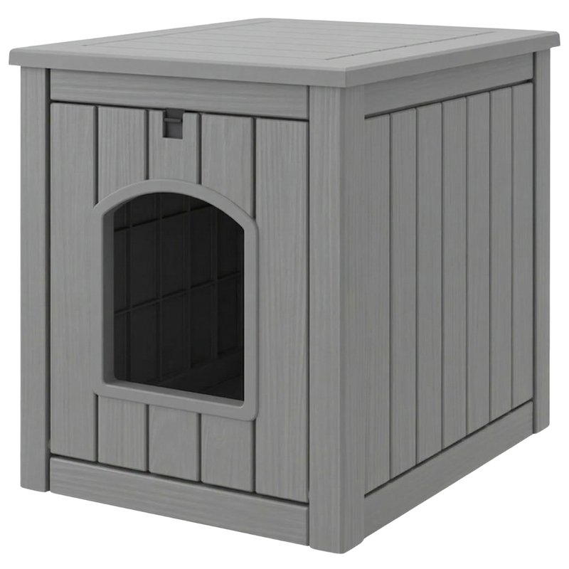 Plastic Cat Litter Box Enclosure Side Table with Openable Door