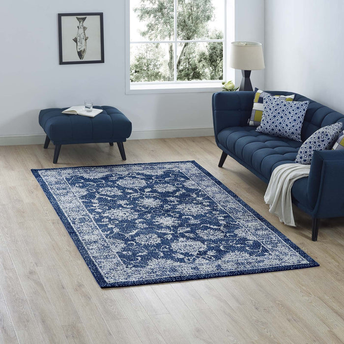 Kazia Distressed Floral Lattice 5x8 Area Rug