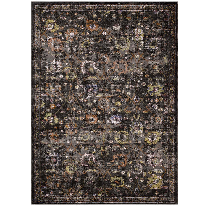 Minu Distressed Floral Lattice Area Rug