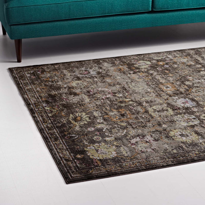 Minu Distressed Floral Lattice Area Rug