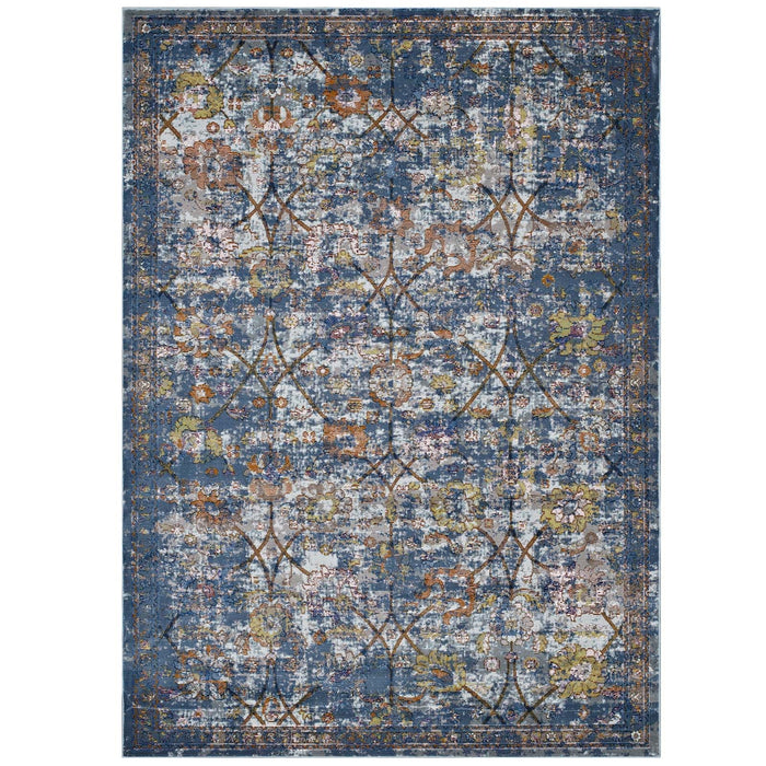 Minu Distressed Floral Lattice Area Rug