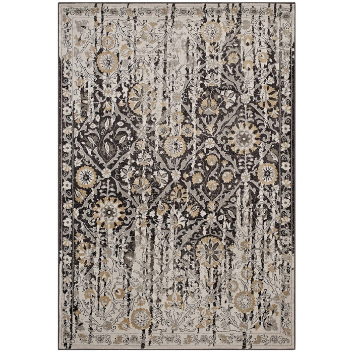 Ganesa Distressed Diamond Floral Lattice Area Rug