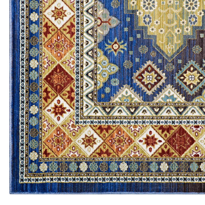 Atzi  Distressed Southwestern Diamond Floral Area Rug