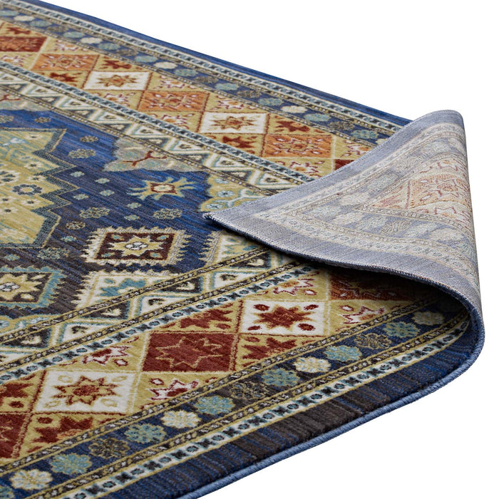 Atzi  Distressed Southwestern Diamond Floral Area Rug