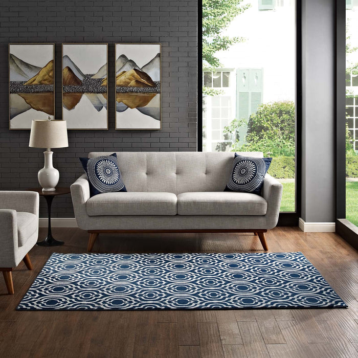 Frame Transitional Moroccan Trellis Area Rug