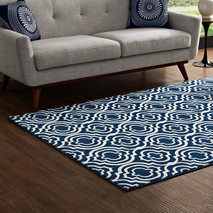 Frame Transitional Moroccan Trellis Area Rug