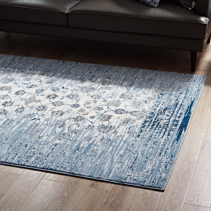 Chiara Distressed Floral Lattice Contemporary Area Rug