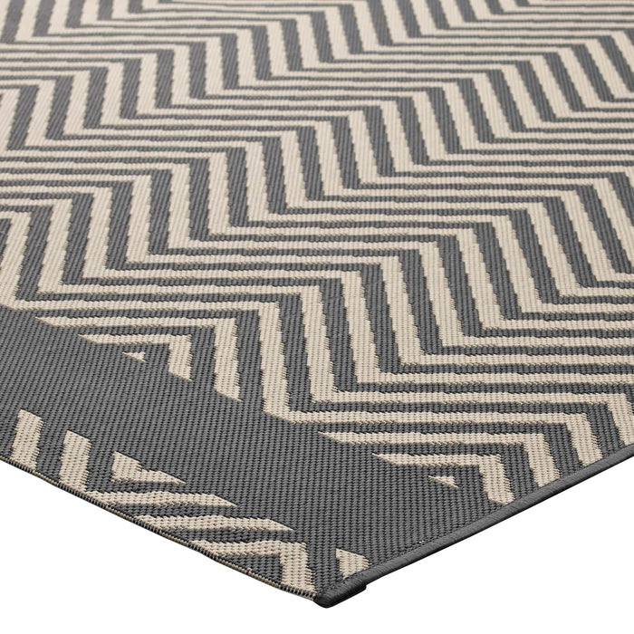 Optica Chevron With End Borders Indoor and Outdoor Area Rug