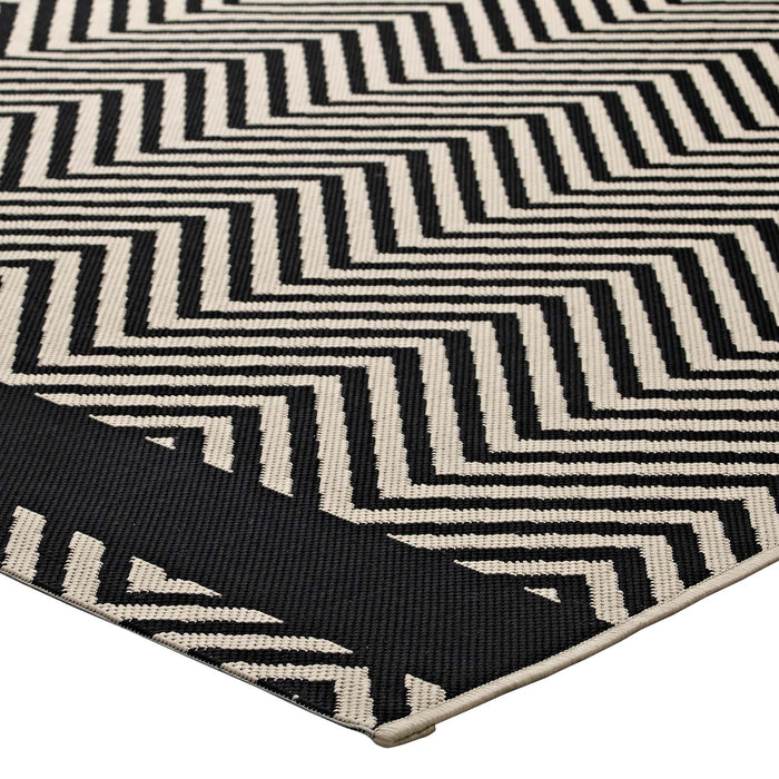 Optica Chevron With End Borders Indoor and Outdoor Area Rug