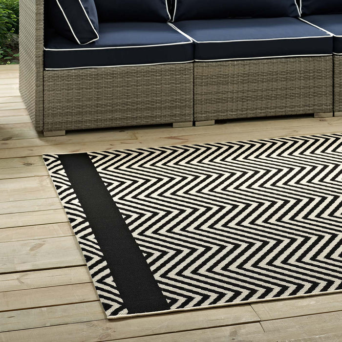 Optica Chevron With End Borders Indoor and Outdoor Area Rug