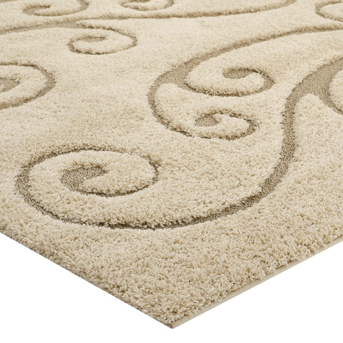 Jubilant Sprout Scrolling Vine Shag Area Rug