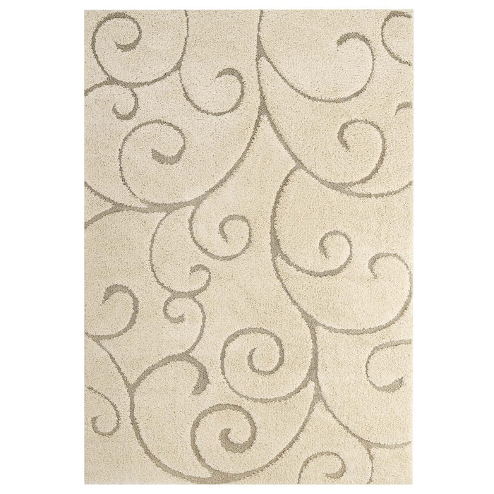 Jubilant Burgeon Scrolling Vine Shag Area Rug