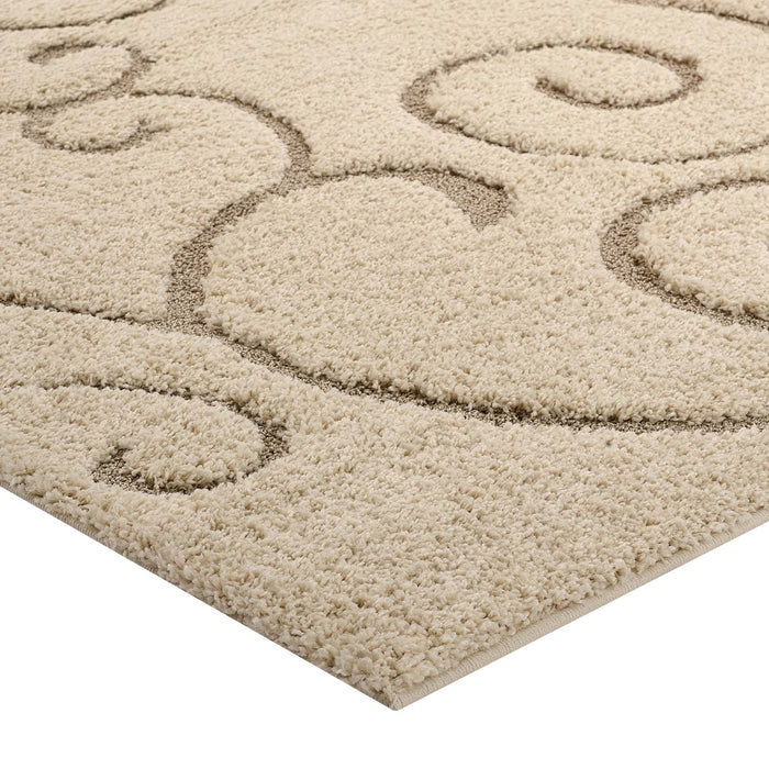 Jubilant Burgeon Scrolling Vine Shag Area Rug