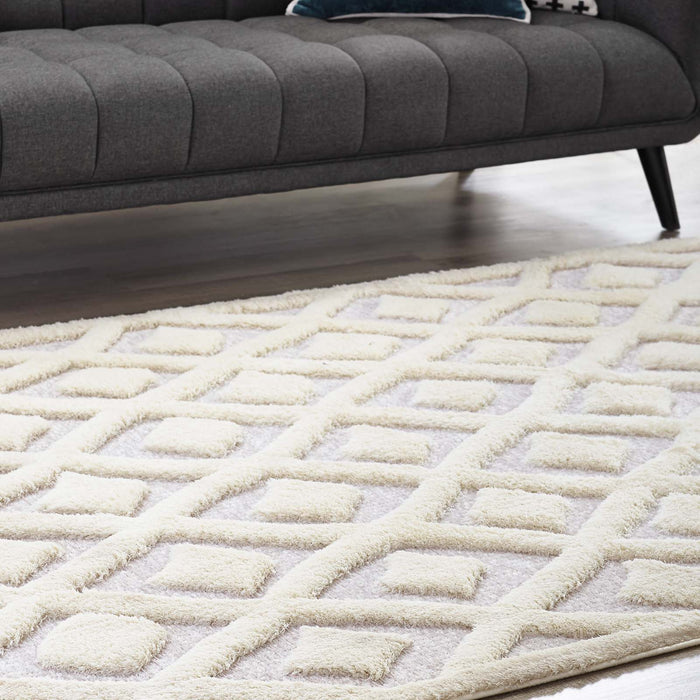 Whimsical Morsel Abstract Diamond Lattice Shag Area Rug