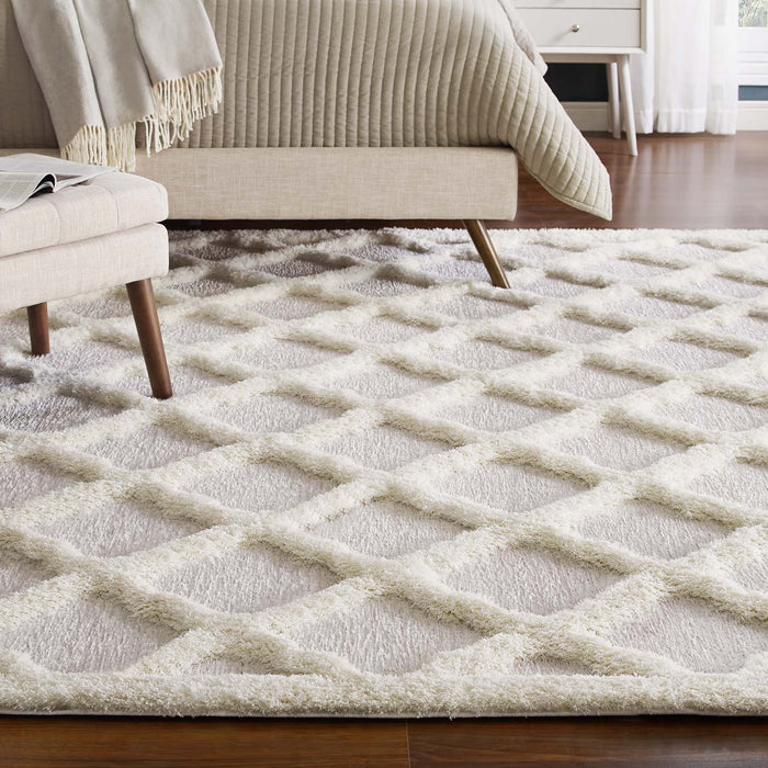 Whimsical Regale Abstract Moroccan Trellis Shag Area Rug