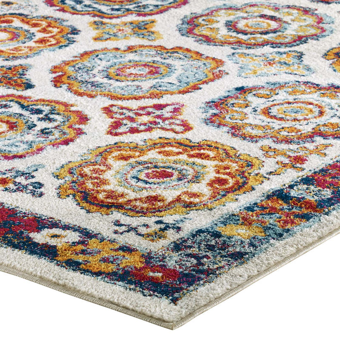 Entourage Odile Distressed Floral Moroccan Trellis Area Rug