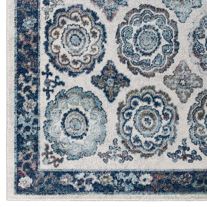 Entourage Odile Distressed Floral Moroccan Trellis Area Rug