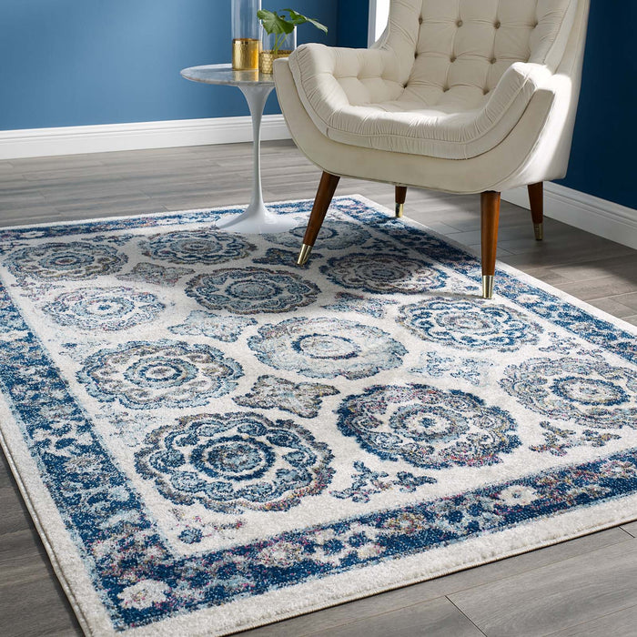 Entourage Odile Distressed Floral Moroccan Trellis Area Rug