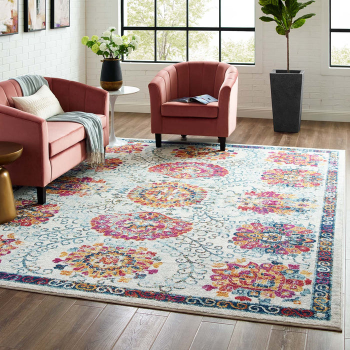 Entourage Kensie Distressed Floral Moroccan Trellis Area Rug