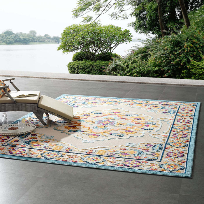 Reflect Ansel Distressed Floral Vintage Medallion Indoor and Outdoor Area Rug