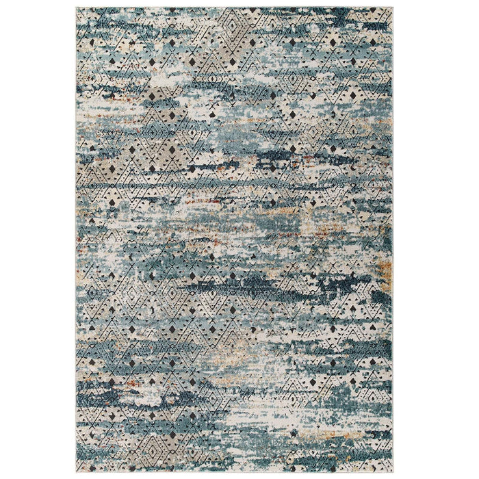 Tribute Eisley Rustic Distressed Transitional Diamond Lattice Area Rug