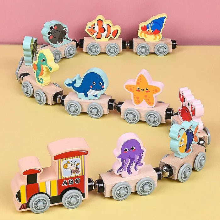 Colorful Wooden Train Set, Shape Learning