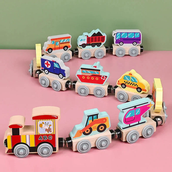 Colorful Wooden Train Set, Shape Learning