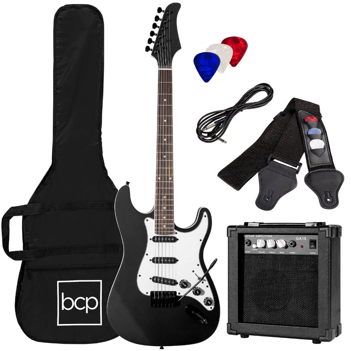 Beginner Electric Guitar Kit w/ Case, 10W Amp, Tremolo Bar - 39in