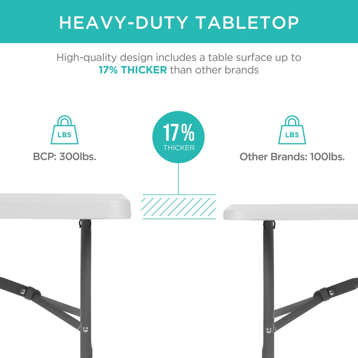 Portable Folding Plastic Dining Table w/ Handle, Lock - 4ft