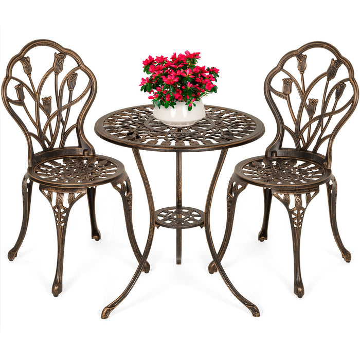 3-Piece Cast Aluminum Patio Bistro Furniture Set