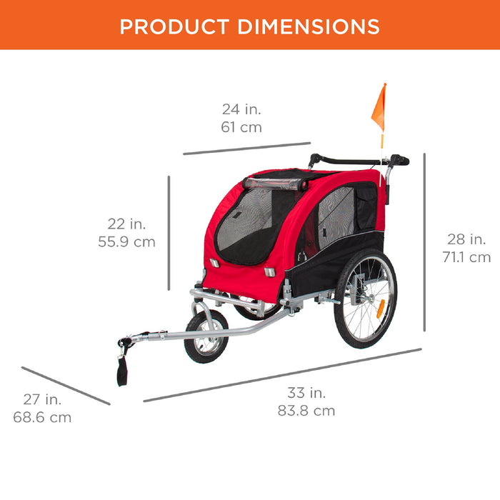 Poussette pour animaux de compagnie et remorque de vélo 2 en 1