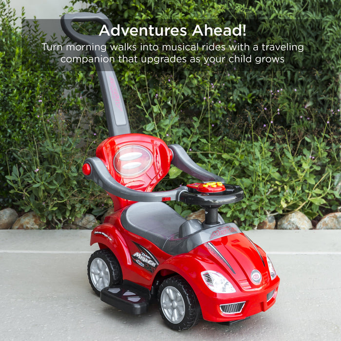 3-in-1 Kids Push Car w/ Handle and Horn