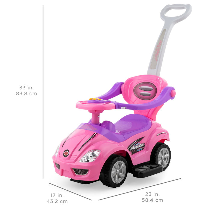 3-in-1 Kids Push Car w/ Handle and Horn