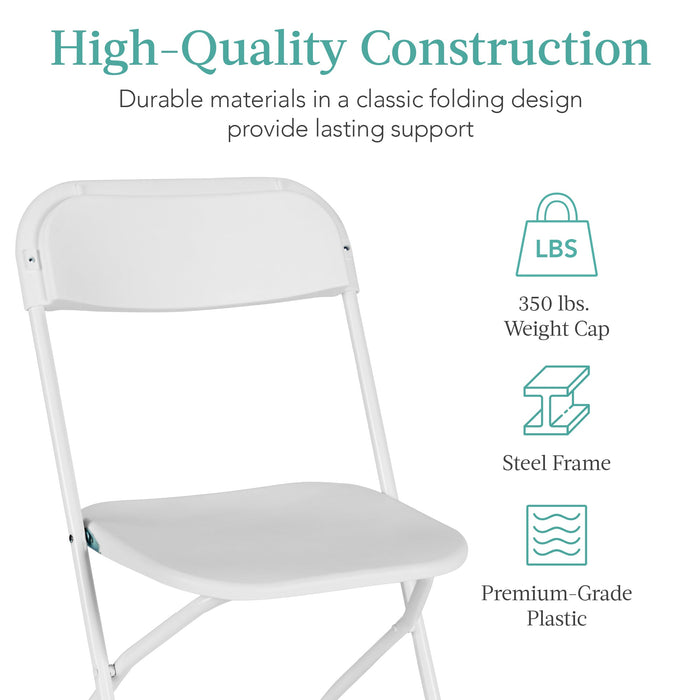 Set of 4 Folding Stacking Plastic Chairs w/ Non-Slip Feet