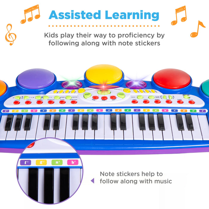 37-Key Kids Electric Keyboard w/ Microphone, Stool